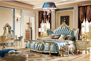 Ensemble de chambre à coucher en bois massif fait main et sculpté à la main, taille King Size, design moderne, luxueux, élégant, royal, classique, 4 tiroirs, pour maison, villa, mariage - Product Image 3