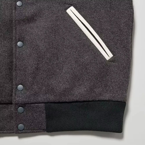 Chaqueta Varsity para Hombre, Manga de Cuero PU, Color Sólido, Cuello Camisero, Corte Regular, Cierre de Botones, Estilo Casual para Otoño - Product Image 5