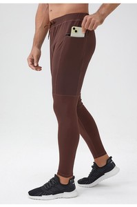 <b>Men</b> Full Length Solid Color Spandex Nylon <b>Compression</b> Pants Drawstring Waist Quick Dry <b>Leggings</b> - Product Image 2