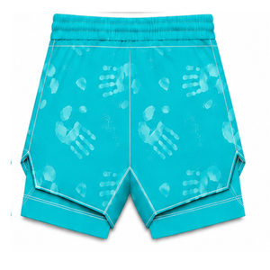 Turquoise White <b>Swim</b> Set Sleeveless Racerback Tank <b>Top</b> with Matching Shorts Lightweight Quick Dry Training Performance Swimwear - Product Image 5