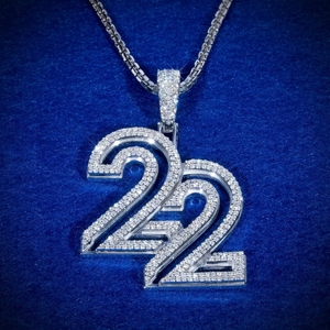 Custom Number 22 Pendant Necklace VVS Moissanite <b>Iced</b> <b>Out</b> Hip Hop Style 925 Sterling Silver <b>Chain</b> Charm Jewelry for Men - Product Image 1