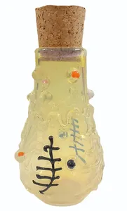 Blown Glass Storage <b>Jar</b> with Colorful Inside Flower Design Borosilicate 150mL <b>Spice</b> <b>Jar</b> with Bamboo Lid Air-Tight & Portable - Product Image 3