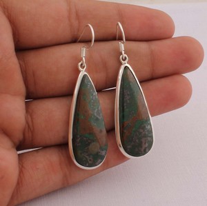 Wholesale 925 <b>Sterling</b> <b>Silver</b> Jasper Long Pear <b>Dangle</b> <b>Earrings</b> Natural Stone Teardrop Drop <b>Earrings</b> High Quality Jewelry - Product Image 1
