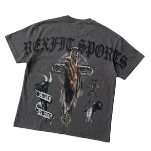 Camisetas Personalizadas Unisex 100% Algodón, Impresión Serigráfica, 300 GSM, Lavado Ácido, Efecto Desteñido, Tallas Grandes para Hombre, Impresión DTG - Product Image 6