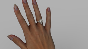 Anillo de Compromiso con Halo en Forma de Lágrima, Chapado en Oro de 18K, Anillo Solitario con Diamante en Forma de Pera, Anillo de Novia con Diamantes Redondos Incrustados - Product Image 5