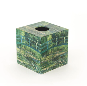 Caja/Soporte para pañuelos de madera cuadrada con diseño del Puente de Monet de Blossom Craft India - Product Image 2