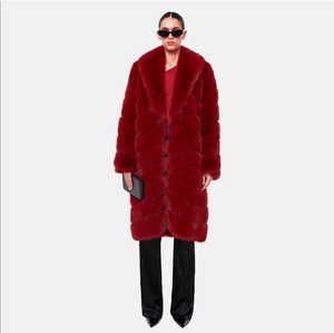 Nesta Sports Manteau de luxe en fausse fourrure à carreaux pour femme, style coréen, veste longue chaude d'hiver, Abrigos De Mujer Chaquetas - Product Image 2