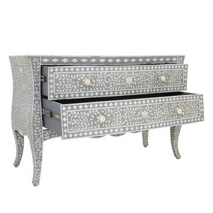 Commode en bois sculpté à la main avec incrustations en os, meuble de rangement haut de gamme avec détails artistiques élégants - Product Image 1