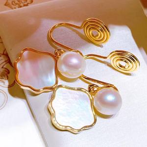 ต่างหูมุกน้ำจืดยอดนิยมแบบใหม่ ประดับมุกแมนโถว เครื่องประดับสำหรับคุณแม่ หรูหรา ประดับมุกน้ำจืดสำหรับผู้หญิง - Product Image 3