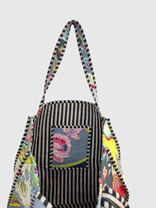 Sac fourre-tout en toile brodée bohème avec motif floral, fermeture ouverte, pour femme, usage quotidien, toutes saisons - Product Image 3