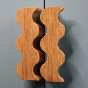 Poignée de tiroir ergonomique unique en bois, design vague, pour armoire, placard, meuble, quincaillerie de cuisine, hôtel, écologique - Product Image 1