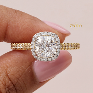 1.78ct <b>Cushion</b> Cut Lab Grown Diamond Halo Engagement Wedding Ring 925 Silver with <b>Round</b> Side Stones Party Bridal Ring Luxury - Product Image 1