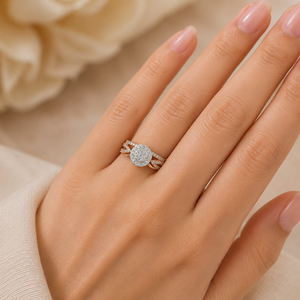 Anillo de compromiso con diseño de halo doble dividido y diamantes cultivados en laboratorio, anillo de boda con banda dividida y halo redondo |   Joyería Fina OEM ODM - Product Image 5