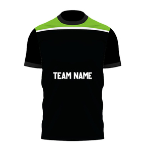 Camiseta de Fútbol Sublimada Personalizada para Hombre, Negra y Verde, Cuello en V, Manga Corta, Absorbe la Humedad, Ajuste Atlético, Poliéster, Nombre del Equipo 05 - Product Image 3