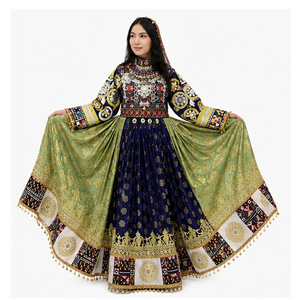 Vestido Tradicional Afgano Kuchi para Mujer, de Seda, Largo hasta el Suelo, Corte Holgado, Bordado, para Bodas, Estilo Étnico, Vestidos Afganos Kuchi - Product Image 1