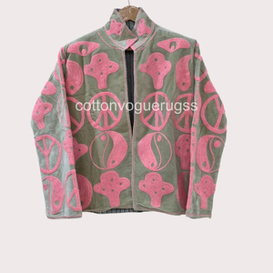 Eco-Friendly Winter Boho Handmade Velvet Suzani Embroidered Women's Luxury <b>Coat</b> for Party Wear - Product Image 3