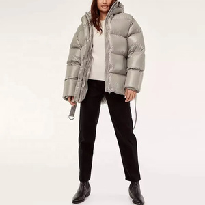 Offre Spéciale brillant épais chaud hiver recadrée doudoune grande taille manteau Streetwear classique fermeture éclair femmes bouffant veste à capuche - Product Image 3