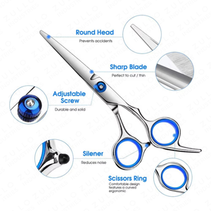 Juego de Tijeras de Peluquería Profesionales Plateadas, 2 Piezas, Tijeras de Corte de Pelo de Acero con Alto Contenido de Carbono, con Tornillo Ajustable - Product Image 6
