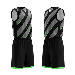 Conjunto de Uniforme de Baloncesto sin Mangas con Cuello en V, Sublimado, con Franjas, que Absorbe la Humedad, Uniforme de Baloncesto Personalizado para Adultos - Product Image 2