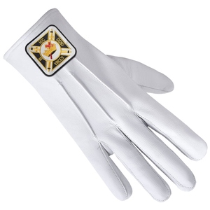 Gants de cérémonie en cuir blanc des Templiers, design premium avec patch carré - Product Image 3