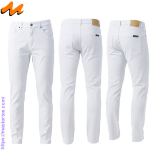 Pantalon décontracté pour homme MASTER TEXTILE, coupe slim, extensible, confortable, teint en pièce, léger, tissé sergé, respirant, fermeture boutonnée, rivets - Product Image 4