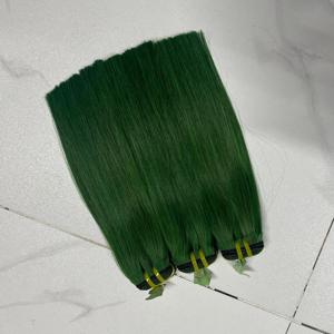 Cheveux vierges vietnamiens couleur verte, lisses comme des baguettes, cheveux humains de luxe, super double drawn, livraison rapide depuis l'usine, super drawn - Product Image 3