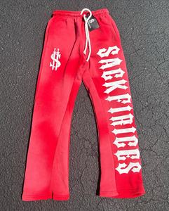 Pantalon de jogging en molleton avec logo personnalisé pour hommes, pantalon de survêtement évasé à motif solide et imprimé bouffant 3D, en éponge française baggy, en tissu usé décontracté - Product Image 3