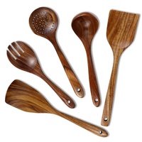Produit pour la cuisine à domicile Outils antiadhésifs Set d'ustensiles Set de couverts élégants en bois réutilisables pour la cuisine