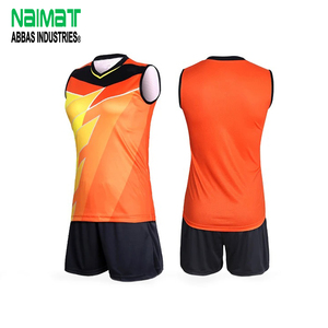 Custom Sleeveless Men Volleyball Uniform Quick Dry Sublimation Printed Orange Black Jersey and Shorts Set Wear - Product Image 1