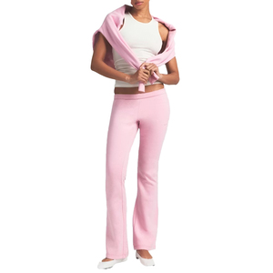 Premium Cotton Fleece Polo Sweatshirt Slim <b>Pants</b> Set Women Cotton Polyester Fleece Lounge Set Custom 2 piece Set Wholesale OEM - Product Image 6