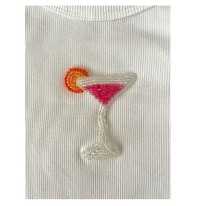 T-shirt blanc personnalisable pour femme, best-seller, avec broderie faite main à perles mobiles double face, travail lourd et perles. - Product Image 3