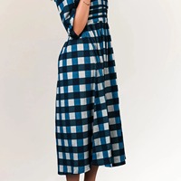 Le plus vendu : Robe trapèze décontractée sans manches pour femme, 100% coton tissé à la main, motif écossais, coupe ajustée, taille élastique, écologique