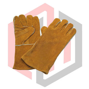 Guantes de Soldadura de Piel de Vacuno Reforzados con Costuras, Protección Anti-Impactos en el Pulgar, Resistentes al Calor y a Desgarros, Puño Plano - Product Image 1