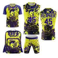 Ensemble uniforme 7v7 2026 personnalisé pour équipe – Tenue de sport respirante en polyester imprimé, maillot anti-UV et short d'entraînement