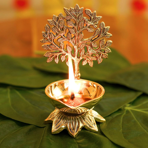 Diyaa en laiton pur Kalpavriksha, arbre de vie artisanal, Deepak pour Puja, Mandir, décoration de la maison, cadeau religieux, décoration de mariage et d'anniversaire - Product Image 4
