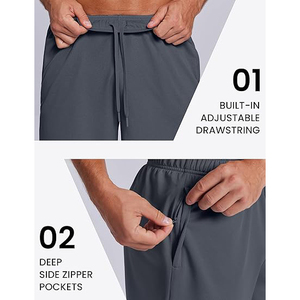 Pantalones Cortos Deportivos para Hombre con Cordón Elástico y Aberturas Laterales para Correr y Hacer Ejercicio - Product Image 4