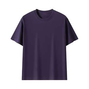 T-shirt uni à col rond et manches courtes personnalisé 2025 pour hommes, 100 % coton, grandes tailles, 240 grammes, styles décontractés - Product Image 5