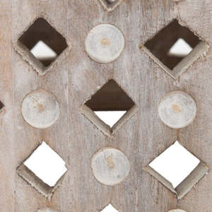 Mesa de centro redonda de madera maciza hecha a mano, base tallada en celosía, característica de combinación decorativa para interiores de salón - Product Image 5