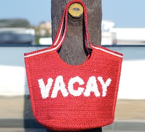 Bolso Tote de Yute con Patrón de Letras Bordadas, Estilo Bohemio para Mujer, Ligero, Ecológico, Abierto, Grande, para el Verano - Product Image 4