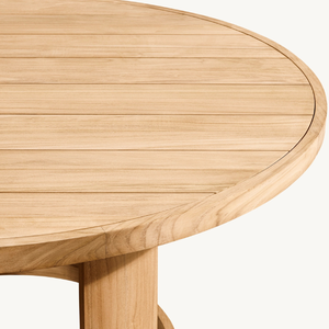Table ronde en teck en promotion, style moderne et épuré, idéale pour l'extérieur, résistante aux intempéries et durable. - Product Image 4