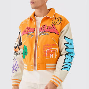 OEM Old School Long Letterman Varsity <b>Jacket</b> Autumn <b>Winter</b> Men's Warm Patch Wool Front Logo - Product Image 4