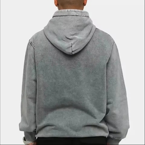 Sweat-shirt à capuche 400 g/m² sans cordon, personnalisé pour homme, effet vieilli, coupe oversize, vierge, délavé à l'acide, style vintage - Product Image 3