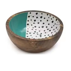 อุปกรณ์จัดเลี้ยงร้านอาหาร ภาชนะบนโต๊ะอาหาร ชุดช้อนส้อมสำหรับสลัด ชามเคลือบลายพิมพ์ใหม่ล่าสุด ชามไม้ ชามอาหารค่ำ - Product Image 1