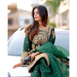 Designer <b>Silk</b> Salwar Kameez-Party Wear Top Bottom and Dupatta-XL Size - Product Image 3