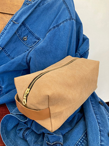Mens Waxed Canvas Leather Dopp Kit Custom Logo Waterproof Travel Toiletry Bag Shaving Cosmetic Organizer <b>Case</b> LCTB-0088 - Product Image 6