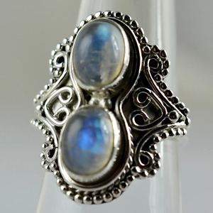 Blue Fire Rainbow Moonstone <b>Ring</b> 925 Sterling <b>Silver</b> Handmade <b>Statement</b> Promise <b>Ring</b> for Women Boho Oval June Birthstone Jewelry - Product Image 3