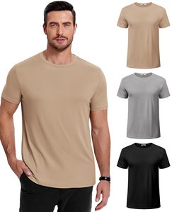 Camiseta de manga corta con cuello redondo para hombre, de color sólido, algodón suave de primera calidad, básica, informal, para uso diario, disponible para venta al por mayor. - Product Image 3