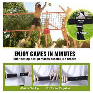 Set de Voleibol Portátil Profesional para Exteriores, Postes de Aluminio de Altura Ajustable con Bomba de Voleibol de PVC para Equipamiento de Cancha - Product Image 5