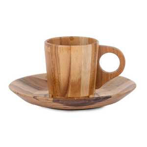 Taza de café de madera ligera hecha a mano con asa gruesa, taza de té de madera maciza al por mayor - Product Image 3