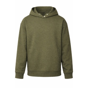 Sweat à capuche d'hiver chaud et épais pour homme, 100 % coton, coupe oversize, manches classiques, en molleton doux tricoté, teint uni, personnalisable - Product Image 3